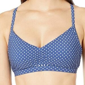 Seafolly Womans Beach Bell F Cup Blue Polka Dot Swim Top Sz 12